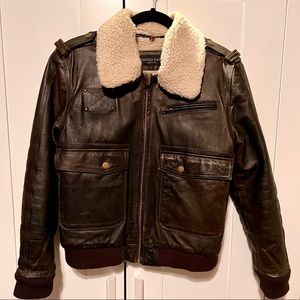 Boys size large leather bomber jacket